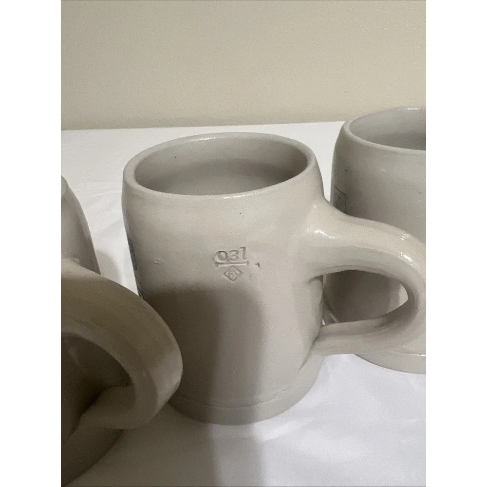 Set Of 4 Vintage Old Lufthansa Airlines 0.3L Ceramic Beer Stein Breweriana Crest